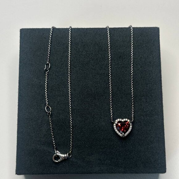Authentic david yurman heart necklace women's red garnet and diamonds necklace - Picture 7 of 7
